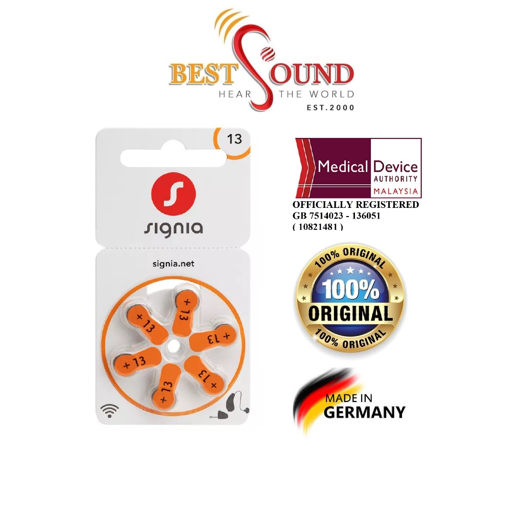 Size 13 EXP:9/2027 Siemens/ Signia Hearing aid battery/ bateri alat pendengaran/ 助听器电池