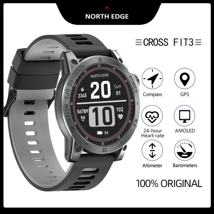 NORTH EDGE CROSS FIT3 GPS outdoor sports watch AMOLED screen compass barometer altimeter 50m waterproof