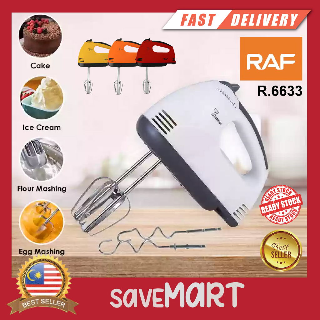 RAF/SCARLETT Electric Hand Mixer 7 Speeds Portable Handheld Baking 260W with Beater Whisk / Mesin Pengadun Tepung Pengis