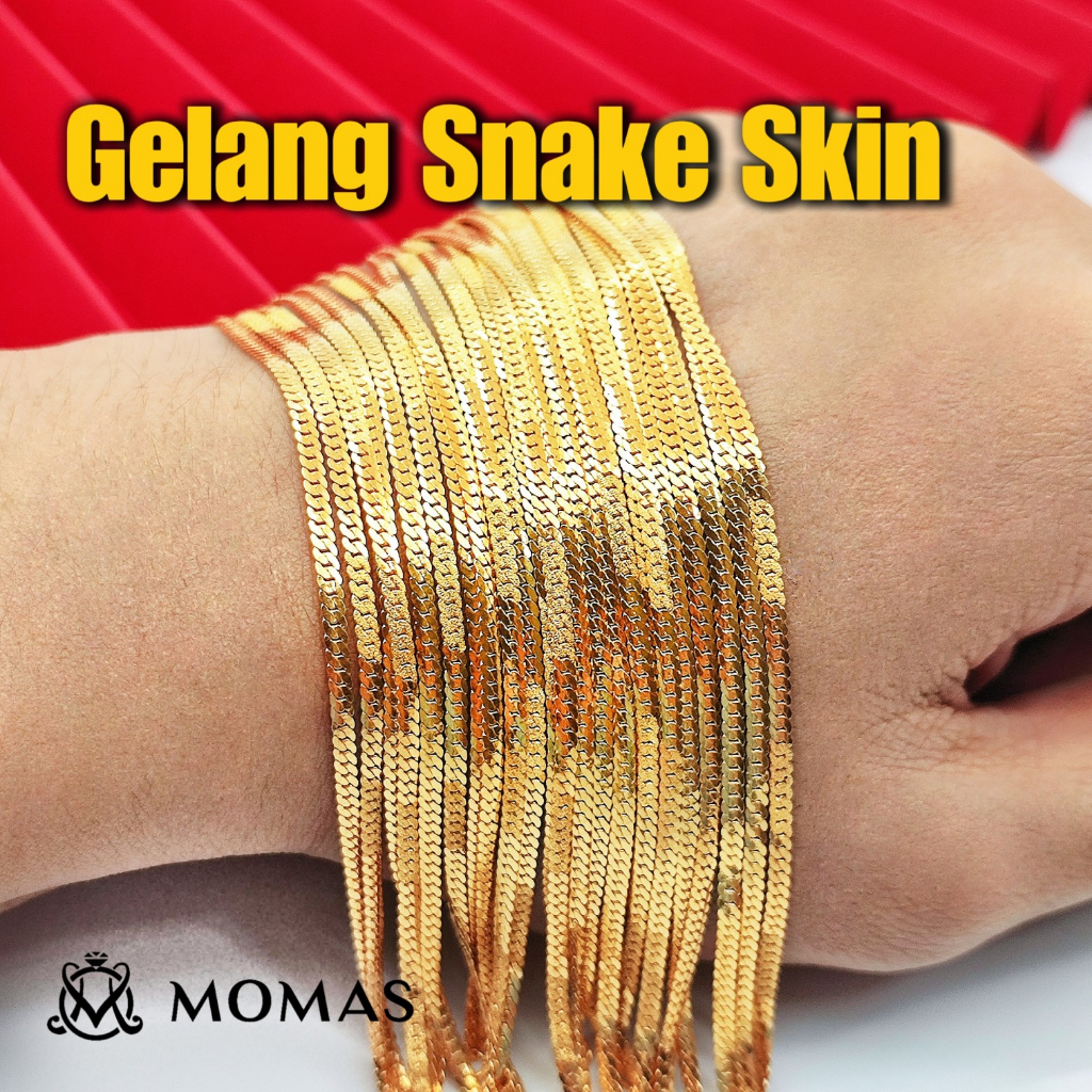 Gelang Snake Skin Dewasa Bajet Emas 916 Tulen / Rantai Tangan Emas 916 Tulen / Rantai Tangan Kulit Ular Itali Emas 916