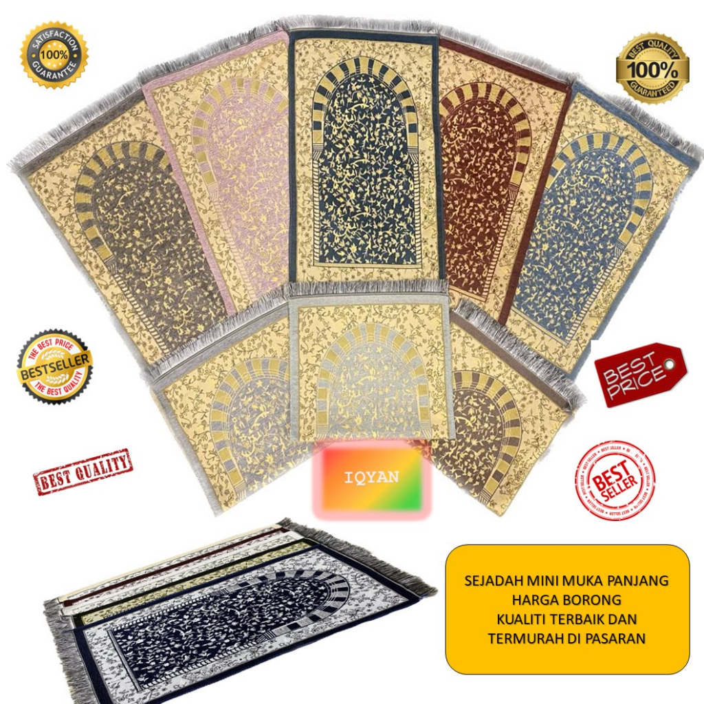 Sejadah Mini Muka Panjang / Raudah + Gift Box , Door Gift , Tenun Turkey Turki , Baldu , Exclusive Dan Premium