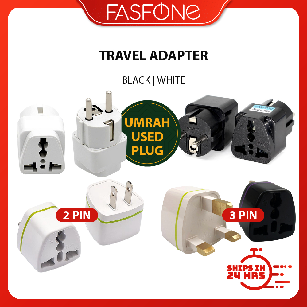 Universal Travel UK US EU Wall 3 Pin Plug Adapter Socket 2 Pin Umrah Worldwide Portable Size Charger