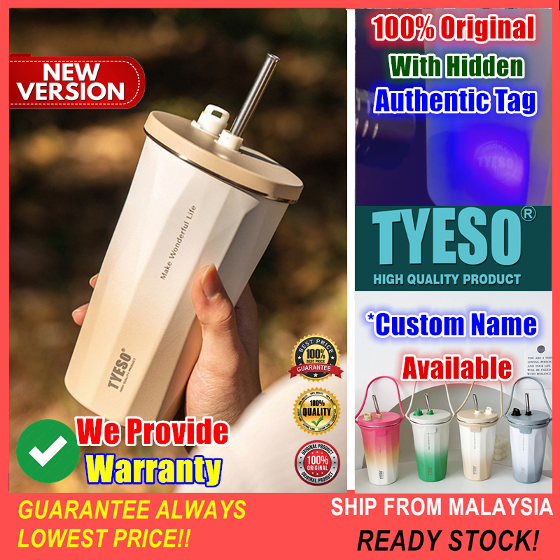 100% Original Diamond Tyeso Thermos Cup Tumbler Cup with Straw Vacuum Water Bottle Cool Ice Cup 304 Stainless Steel