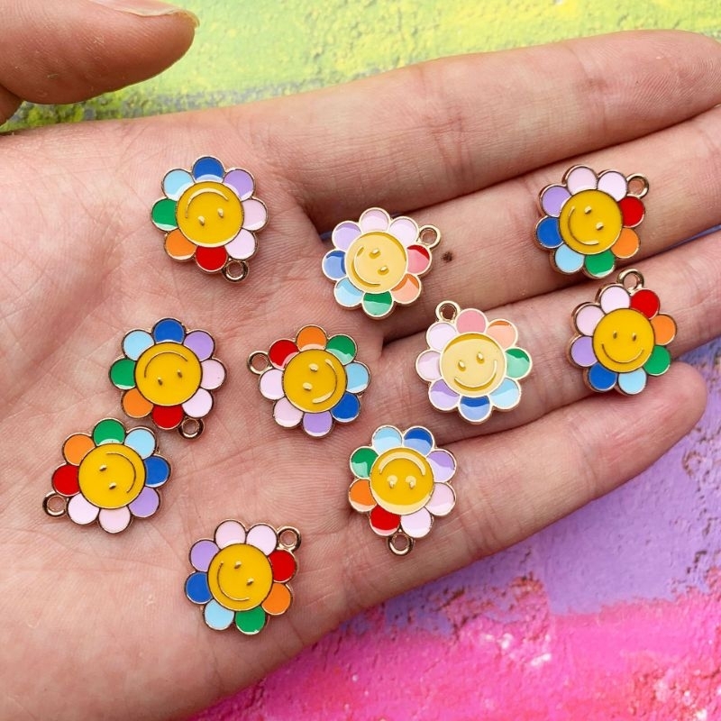 Sunflower smiling face For DIY Necklace Earrings Jewelry Pendant Accessories笑脸太阳花