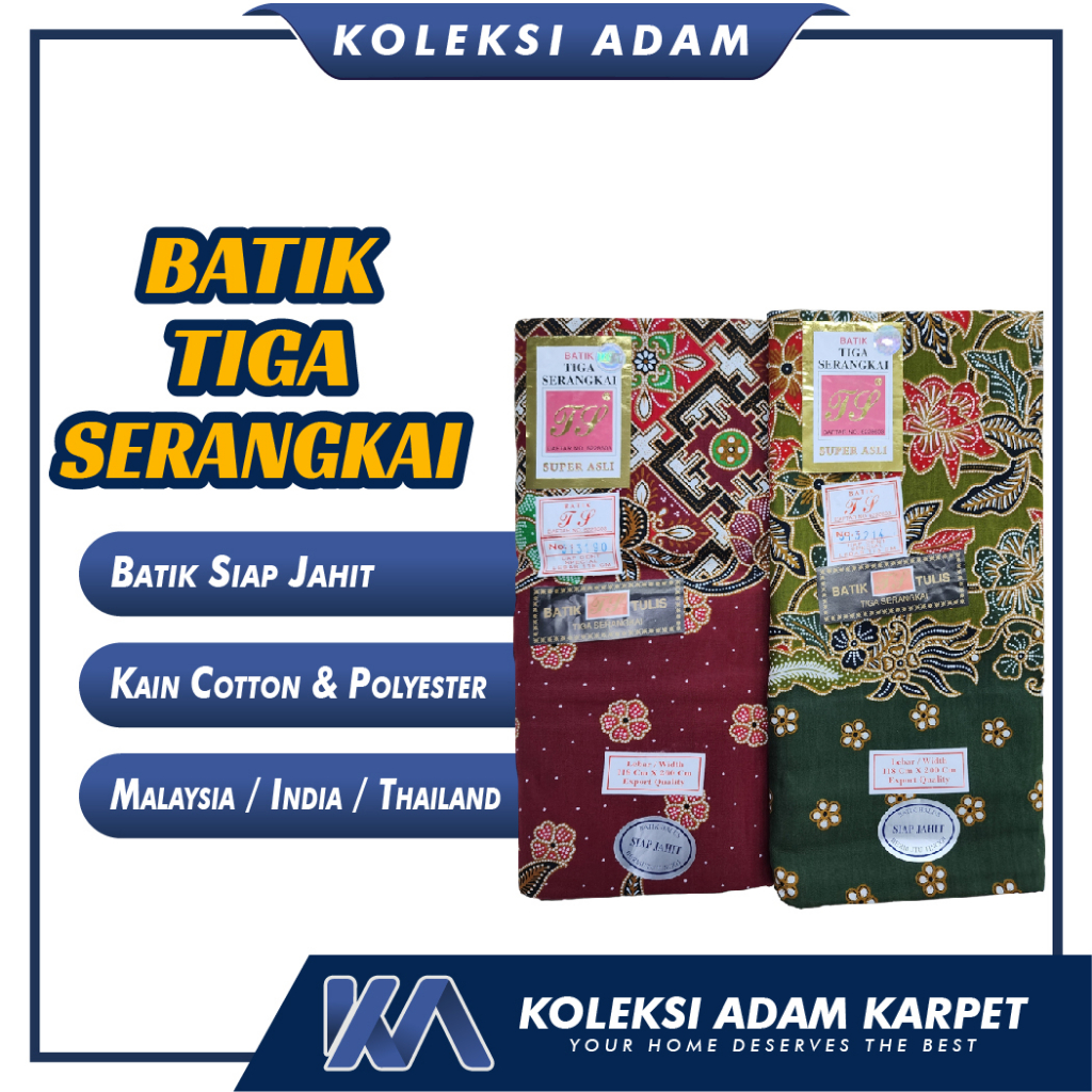 Kain Batik Tiga Serangkai Original (Warna & Corak Random) Kain Batik Siap Jahit borong / Kain Batik 3 Serangkai Original