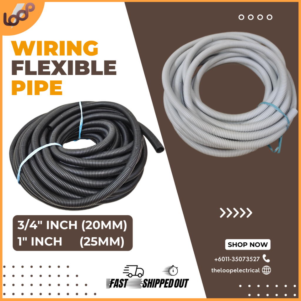 [READY STOCK] PVC FLEXIBLE PIPE WIRING / PAIP FLEKSIBEL PVC / PVC FLEXIBLE HOSE PIPE [ 20MM(3/4") / 25MM(1") ]