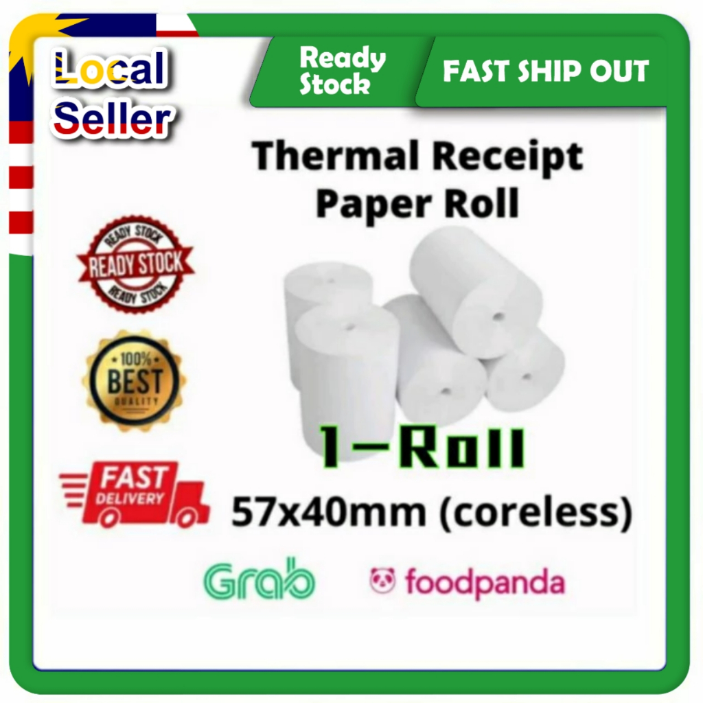 ( 1 Roll 57mm ) 57×40mm Thermal Paper , Thermal Receipt Paper Roll