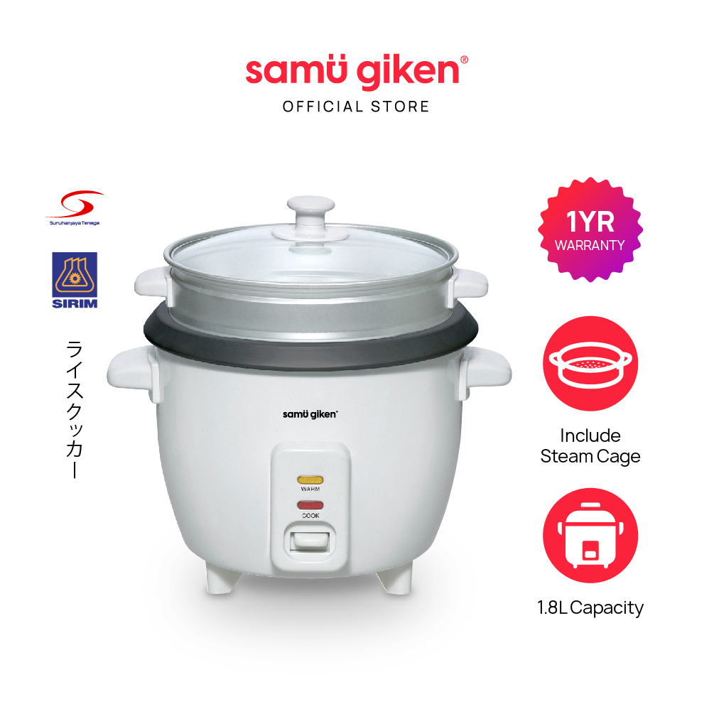 Samu Giken Rice Cooker With Steam Cage 1.8L, Model: RCA18WT