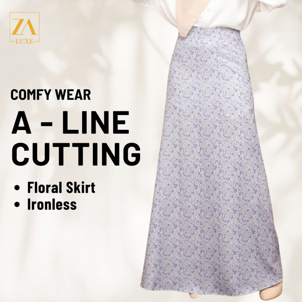 ZOE ARISSA Skirt Muslimah Women Floral Printed Labuh Korean Design A Cut Mandy Free Size