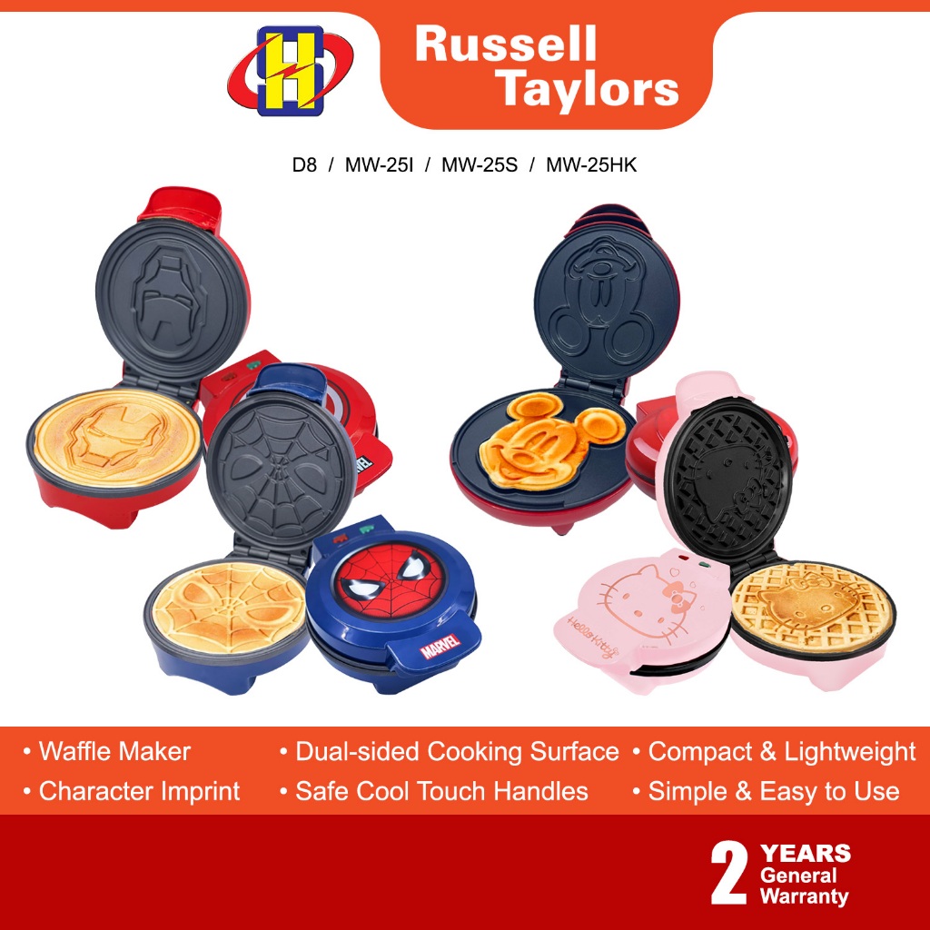 Russell Taylors Waffle Maker (850W/1300W) Dual-sided Cooking D8 / MW-25HK / MW-25I / MW-25S