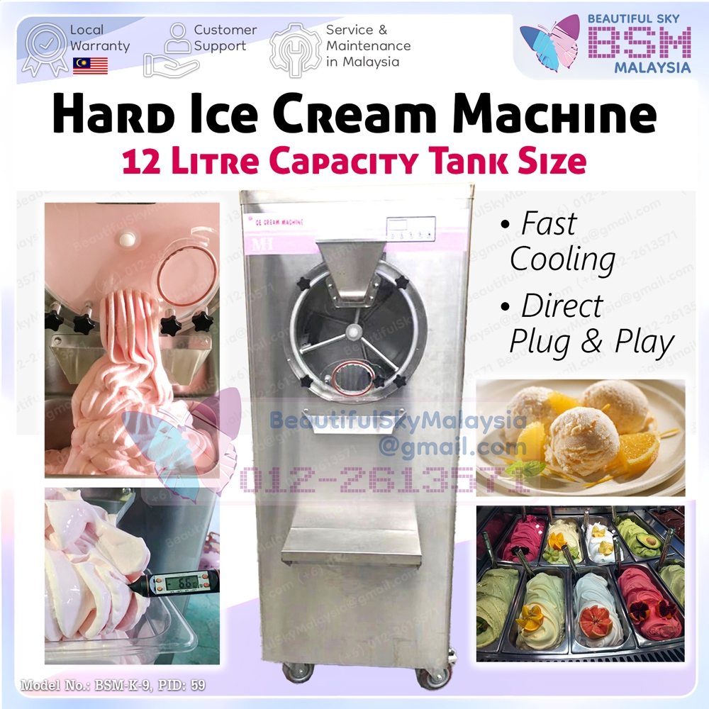 12 Litre Hard Ice Cream Gelato Machine Sorbet Scoop Mesin Ais krim Corek Yogurt 12L Tabung Icecream Malaysia