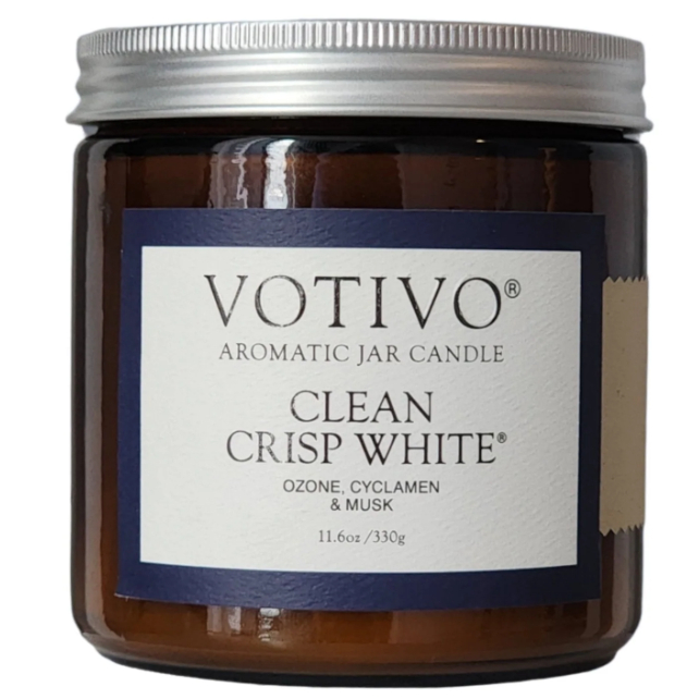 Votivo CLEAN CRISP WHITE 11.6OZ JAR CANDLE | Scented Candle Gift | Lilin Wangi | Gifts