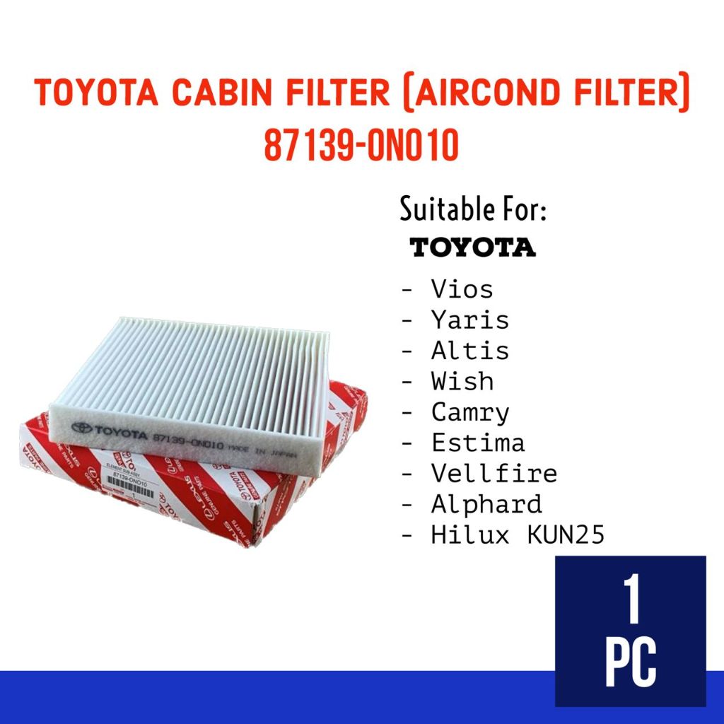 【100% ORIGINAL】TOYOTA 87139-ON010 PENAPIS KABIN PENYAMAN UDARA - VIOS/ YARIS/ ALTIS/ WISH/ CAMRY AIRCOND CABIN FILTER