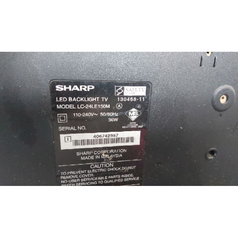 Tv SHARP LC-24LE150M - Pb: DUNTKG255WE / QPWBGG255WJN1 - MB: QPWBNG260WJN2 / KG260WE