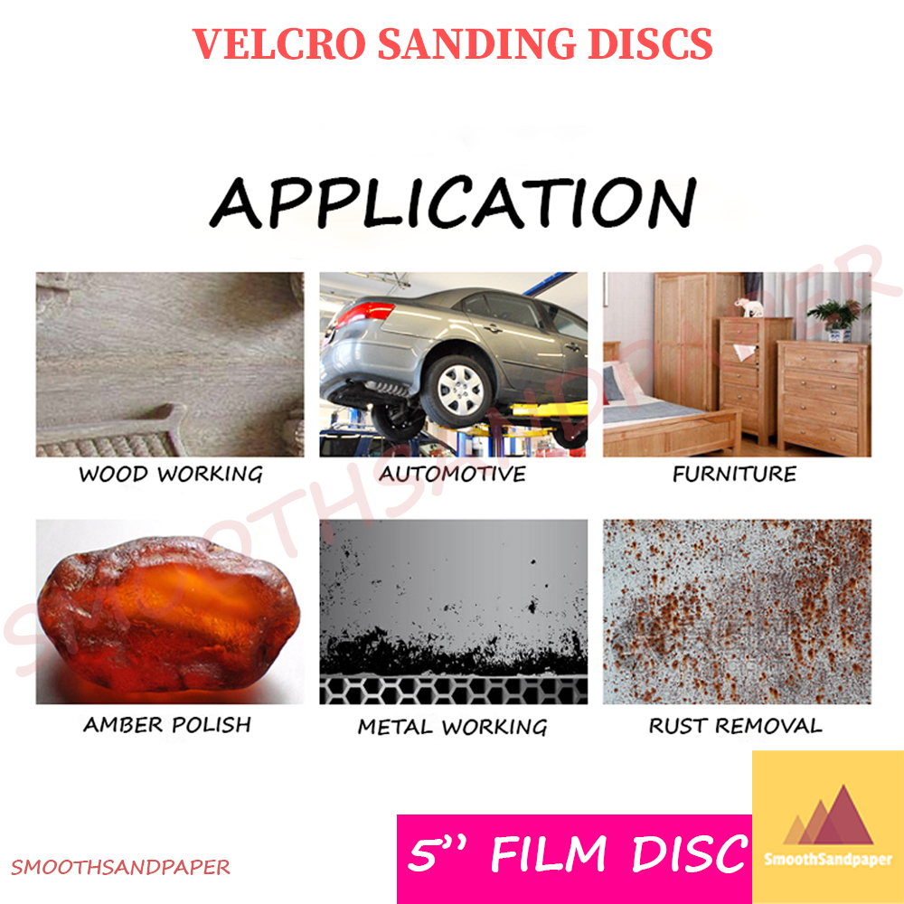 5Inches Velcro Film Wet Sanding Disc Sandpaper 聚酯薄膜绿砂圆砂盘 Polyester Film Abrasive Kalis Air Bulat 5'' image 8