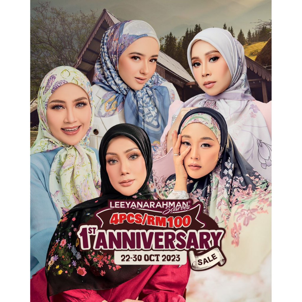Tudung bawal printed Leeyanarahman Scarves raya 2023 rosalinda wanita dambaan syurga cotton voile on point bidang 45
