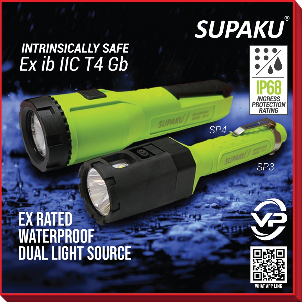 SUPAKU EXPLOSION PROOF LED FLASHLIGHT / LED LIGHT AA BATTERY (AFW-SP3 / AFW-SP4) TORCH LIGHT INTRINSICALLY SAFE Ex ib