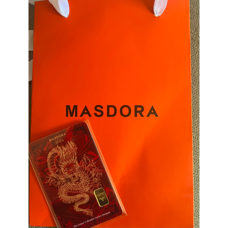 MASDORA 999.9 24K 1G GOLD BAR GOLDEN DRAGON LUNAR CALENDAR YEAR COLLECTION