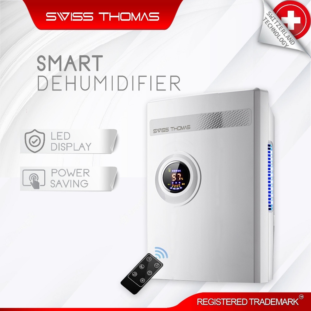 Swiss Thomas Digital Dehumidifier with Remote Control Absorption Air water dryer timing function LED display