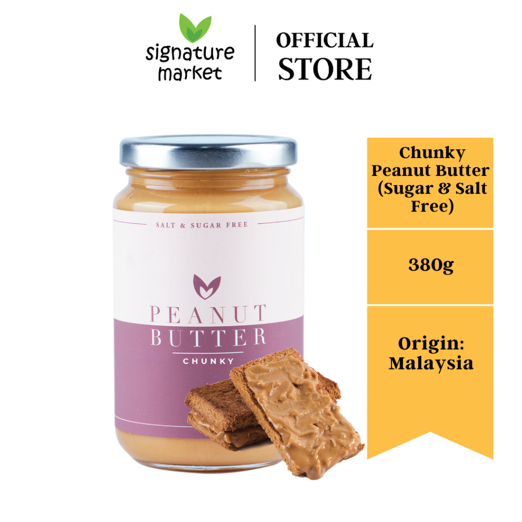 Signature Market Chunky Peanut Butter (Sugar & Salt-Free) (380g)