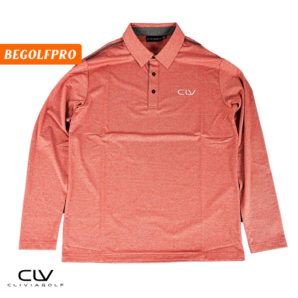 CLV Men's Golf Long Sleeve Polo (CVA5A91-O55) Orange - Asian Sizing