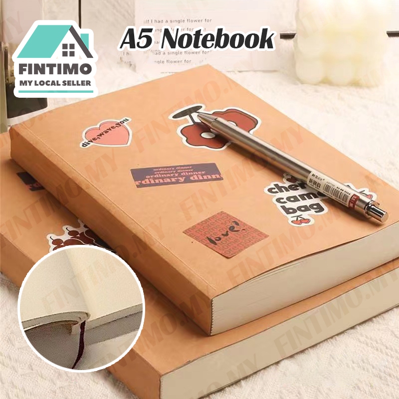 【MY】A5 Blank Notebook 368 Pages Kraft Paper Book MUJI Thick Note Planner Student Diary Study Journal Ins buku nota 空白本