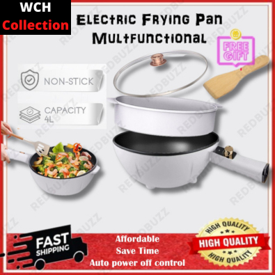 4L Electric Frying Pan Non-Stick Wok With Steamer Frying Pan Electric Cooker Cooking Pot Wok Pan Swiss Thomas