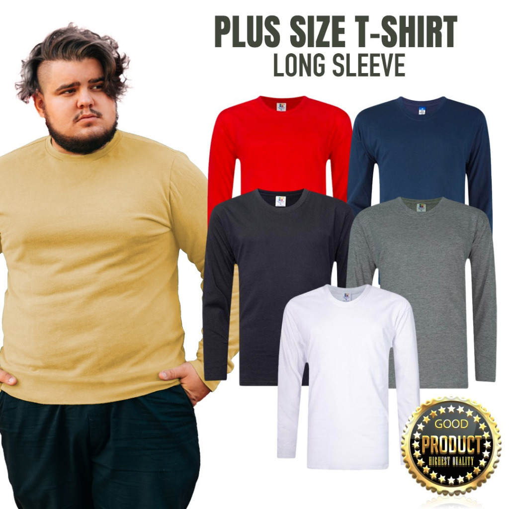 Plus Size Long Sleeve PANBASIC Black White 100% Cotton Round Neck T-shirt Asian Size Unisex