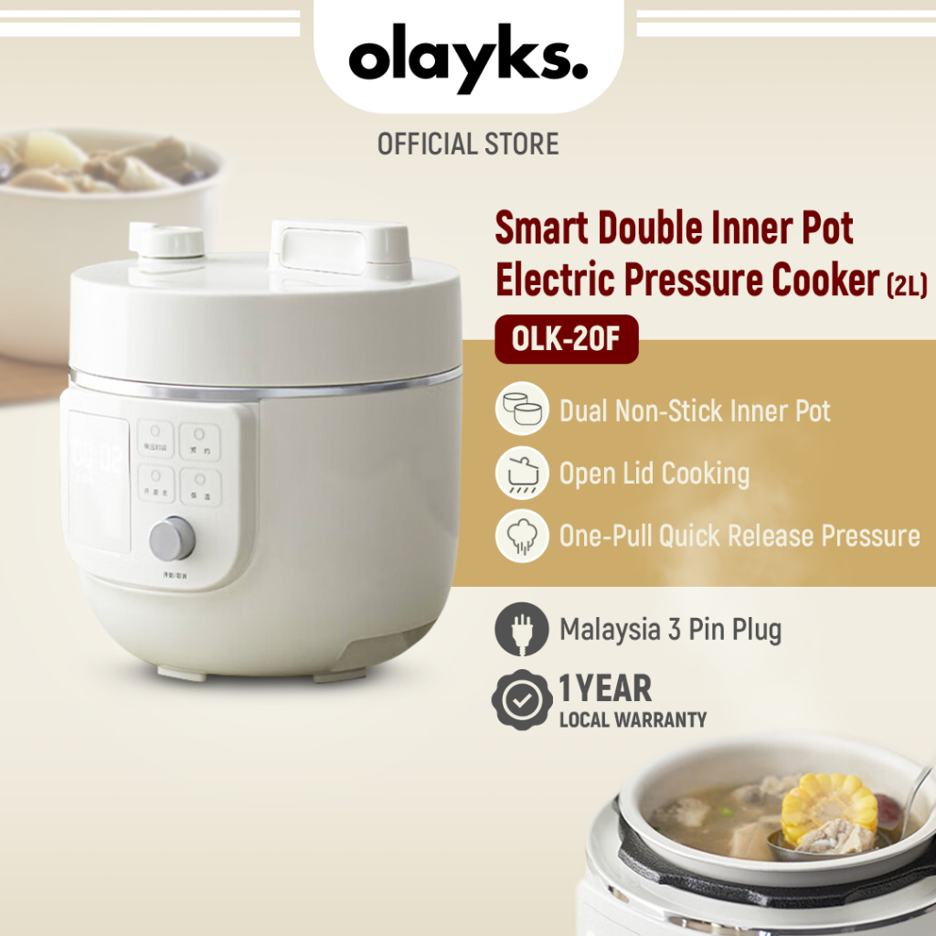 Olayks Smart Double Inner Pot Electric Pressure Cooker Multifunction Rice Cooker(2L) 多功能电压力锅 双胆高压锅 多功能电饭锅