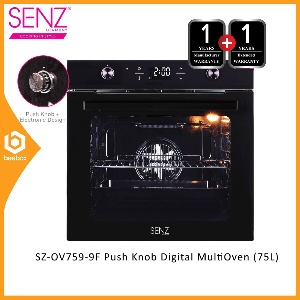 Senz SZ-OV759-9F Build-in Push Knob Digital Multi Oven 75 Liter with 9 Cooking Functions / 2800W (*1+1 Extended Warranty