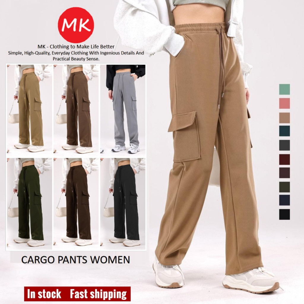 Baju Raya 2026cargo pants women long pants women drawstring casual straight cut pants seluar kargo perempuan [P5/334]