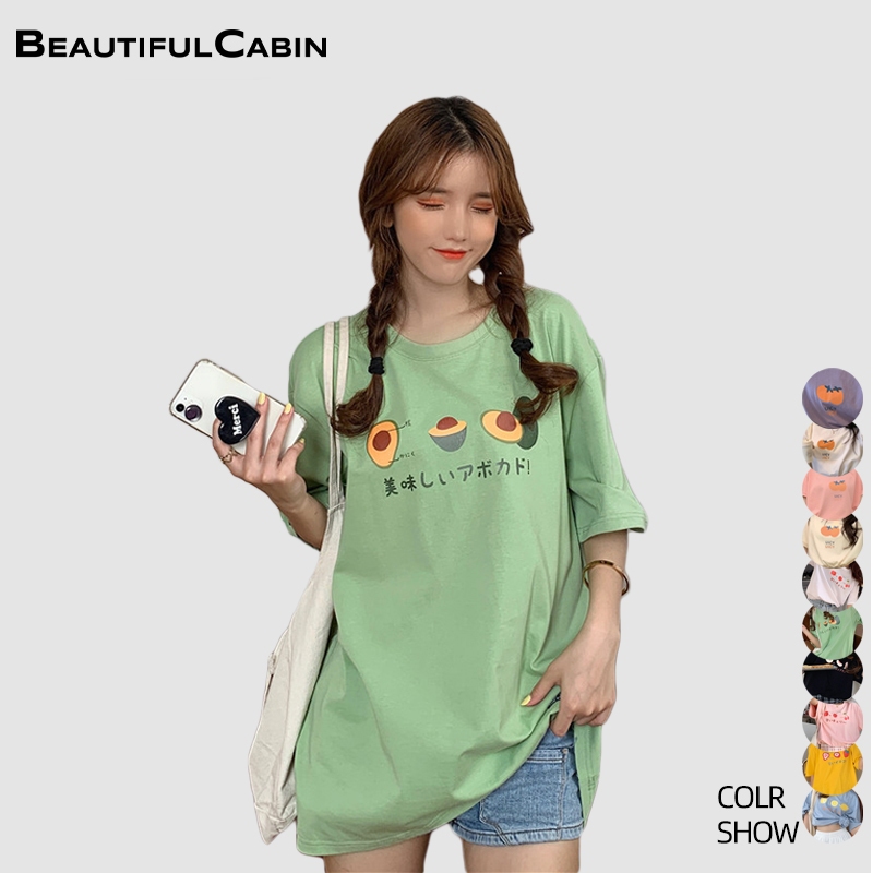 Women Blouse Fruit Print Cute Orange Korean Style Loose Slim Women Short Sleeve T Shirt Women Tops SZ166