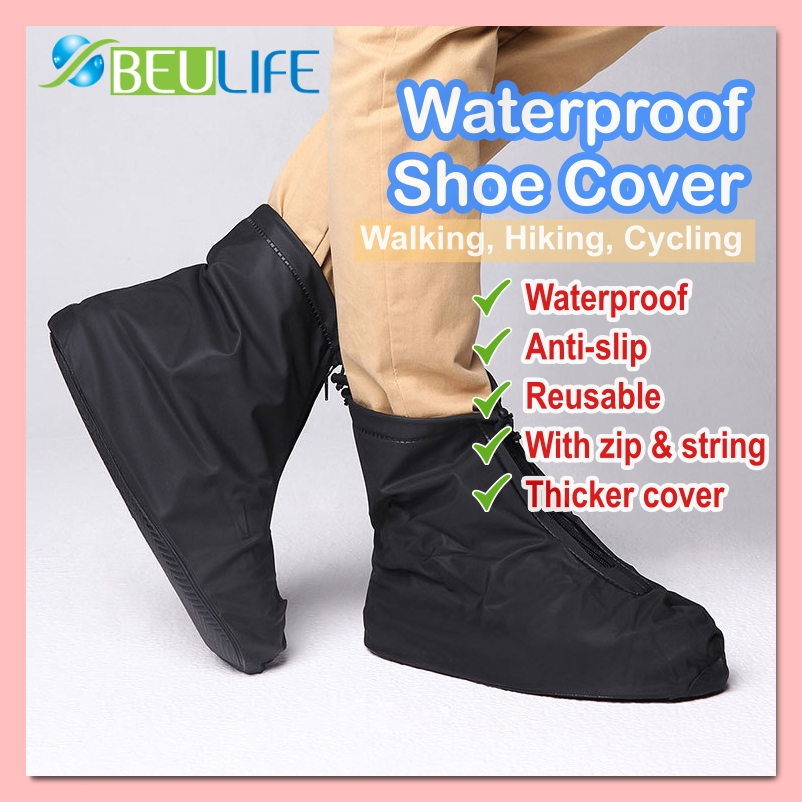 BEULIFE Reusable Waterproof Anti-Slip Rain Shoe Cover Rain Boots for Walking & Travelling Sarung Kasut Bot Hujan