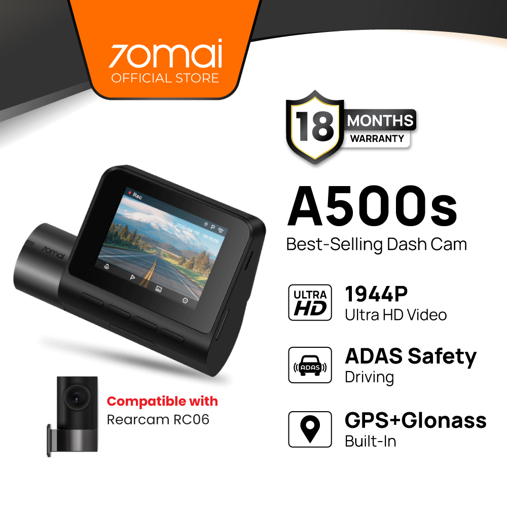 70mai A500s Dashcam Pro Plus+ Built-in GPS Car Recorder 1944P Dual Record A500 Night Vision ADAS Parking Mode App