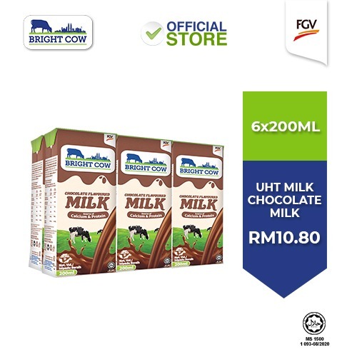 Bright Cow Flavored UHT Milk - Chocolate (200ml x 6)