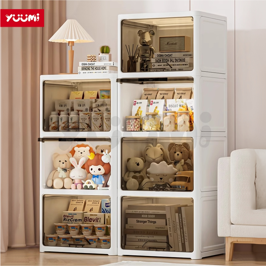 Yuumi New Large Space Transparency Almari Baju Plastik Cabinet Storage Box Cabinet Kitchen Chest Drawer Kabinet Dapur