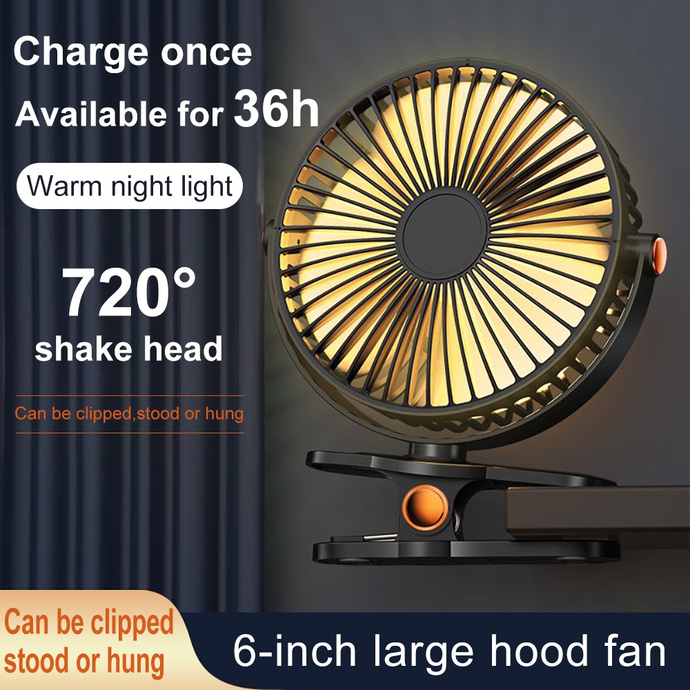 720° Spin Kipas Mini 5 Speed Clip Fan Mini Fan Portable Fan Table Fan Desktop Fan Hanging fan Rechargeable Strong Wind