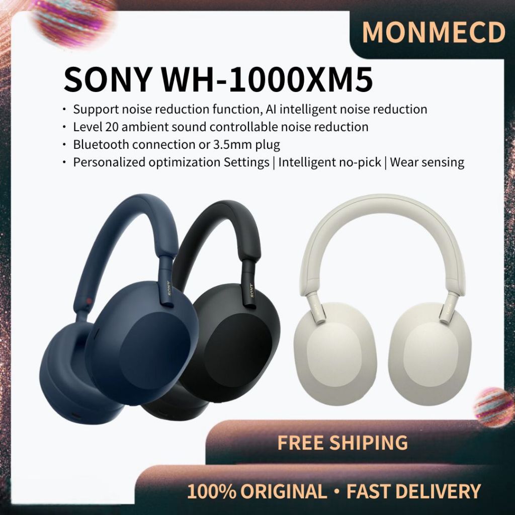 SONY WH 1000XM5 Earphone Bluetooth Headphone Ai Intelligent Noise Reduction Wireless Earbuds Wear Induction Headset