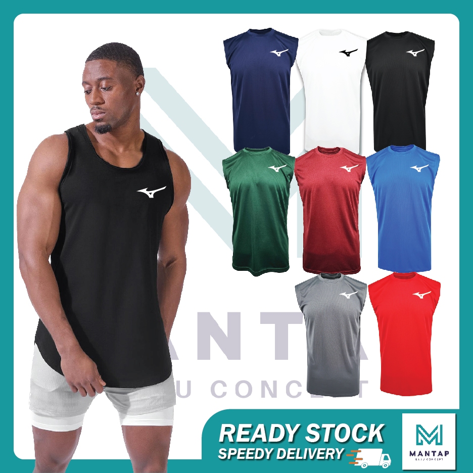 TSHIRT RUNNING MIZUNO SLEEVELESS MICROFIBRE / Golf Popular Sporting Gear Outdoor Dry Fit Baju FOOTBALL BADMINTON FUTSAL