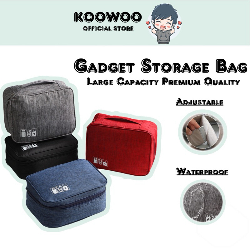 KOOWOO Travel Electronic Gadget Organizer Bag USB Cable Storage Multi-Function Pouch Large