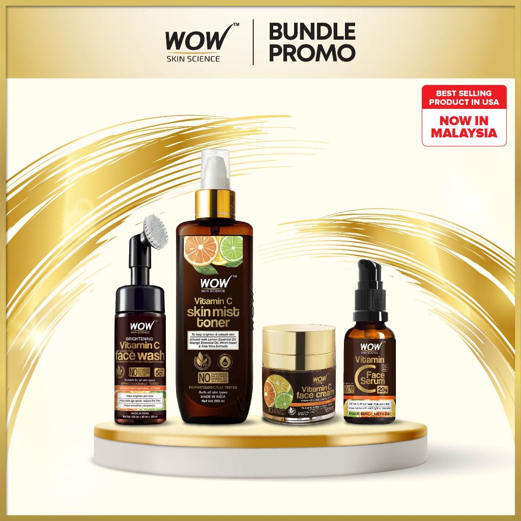 [Bundle] Wow Skin Science Vitamin C Skin Care Kit -Face Wash With Brush + Mist Toner + Cream + Serum