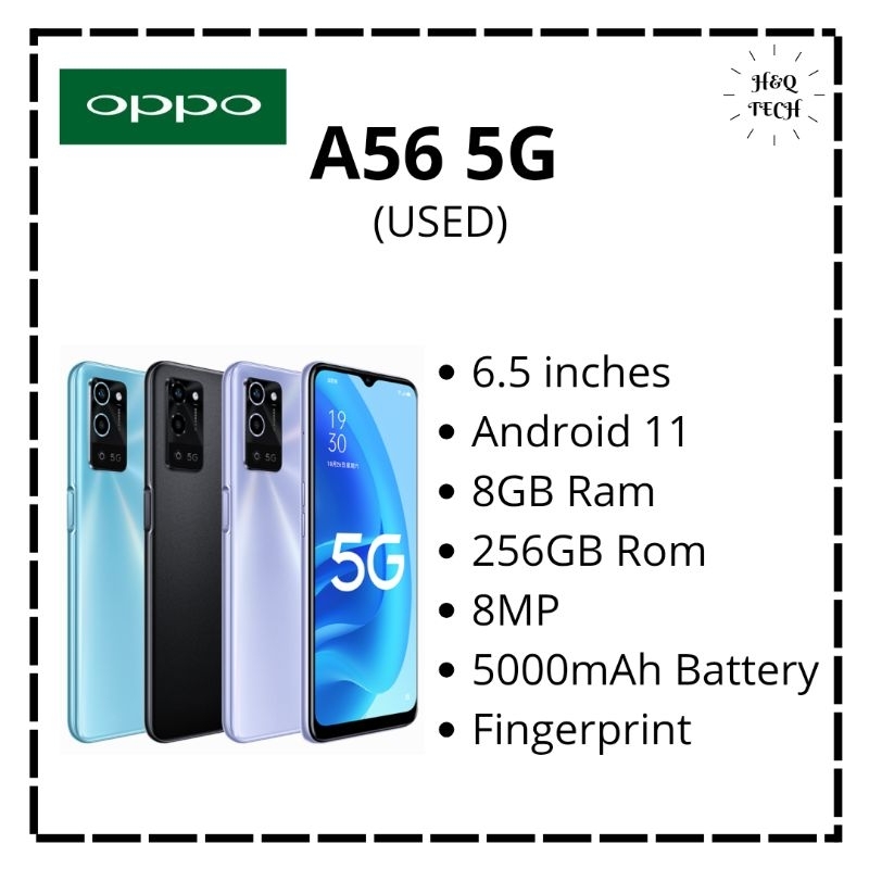 OPPO A56 5G 8GB RAM+256GB ROM 6.5 INCH FULLSET FINGERPRINT 5000MAH BATTERY ORIGINAL SMARTPHONES (USED)