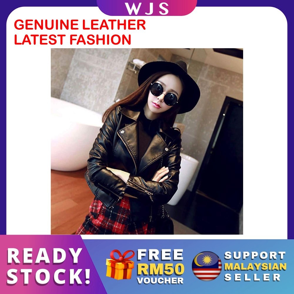 FREE RM50 VOUCHERMLQ Korean Trend Women Slimfit Leather Jacket Coat Slim Fit Leather Coat Motorcycle Jacket