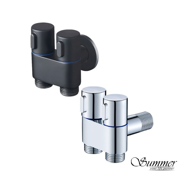 Copper 2 way Angle Valve/Water Valve/Washing Machine Area Water Tap/Mini Tap/ Dish Washer Tap/1 in 2 Out Tap