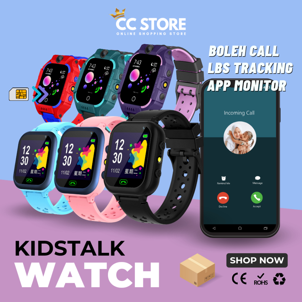 [FREE GIFT] KIDS SMART WATCH Direct Call Voice Message Tracking Location Camera Sim Card Jam Tangan Pintar