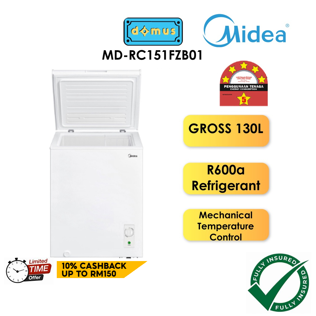 5 STAR Midea Mini Chest Freezer 130L Peti Freezer Murah Deep Freezer Peti Sejuk Beku Frezer Kecil 冷藏箱 MD-RC151FZB01