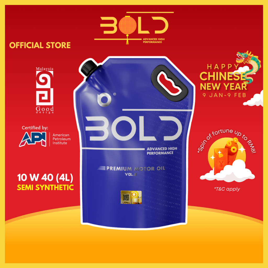 Bold 10w40 4L/3L Semi Synthetic SP Engine Oil Car Lubricant 10w-40 Minyak Hitam Enjin Kereta Proton Toyota Honda Perodua