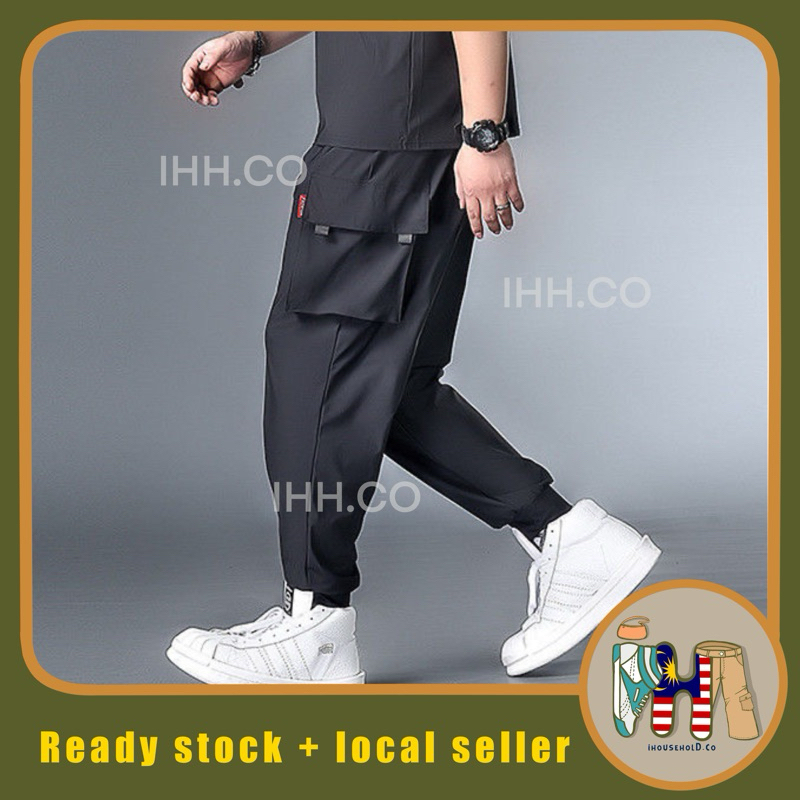 Seluar Panjang Stretchable Jogger Pants for Men Women Plus Size Loose Oversize Multi-pocket Cargo Pants