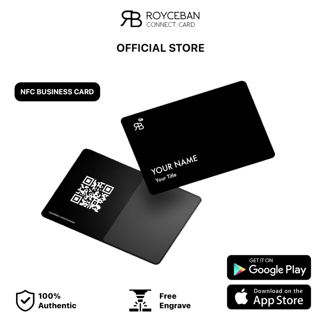 ROYCEBAN CONNECT CARD [ALUMINIUM] | NFC Digital Business Card & Digital Profile | Custom Engraved Name,Title & QR Code