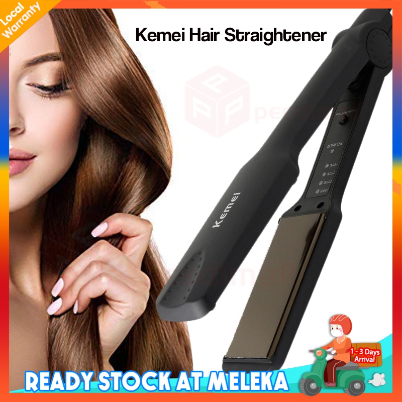 Kemei Iron Ceramic Hair Straightener Styling Tool Professional For Wet And Dry Hair Straightening Titanium Plate Perm